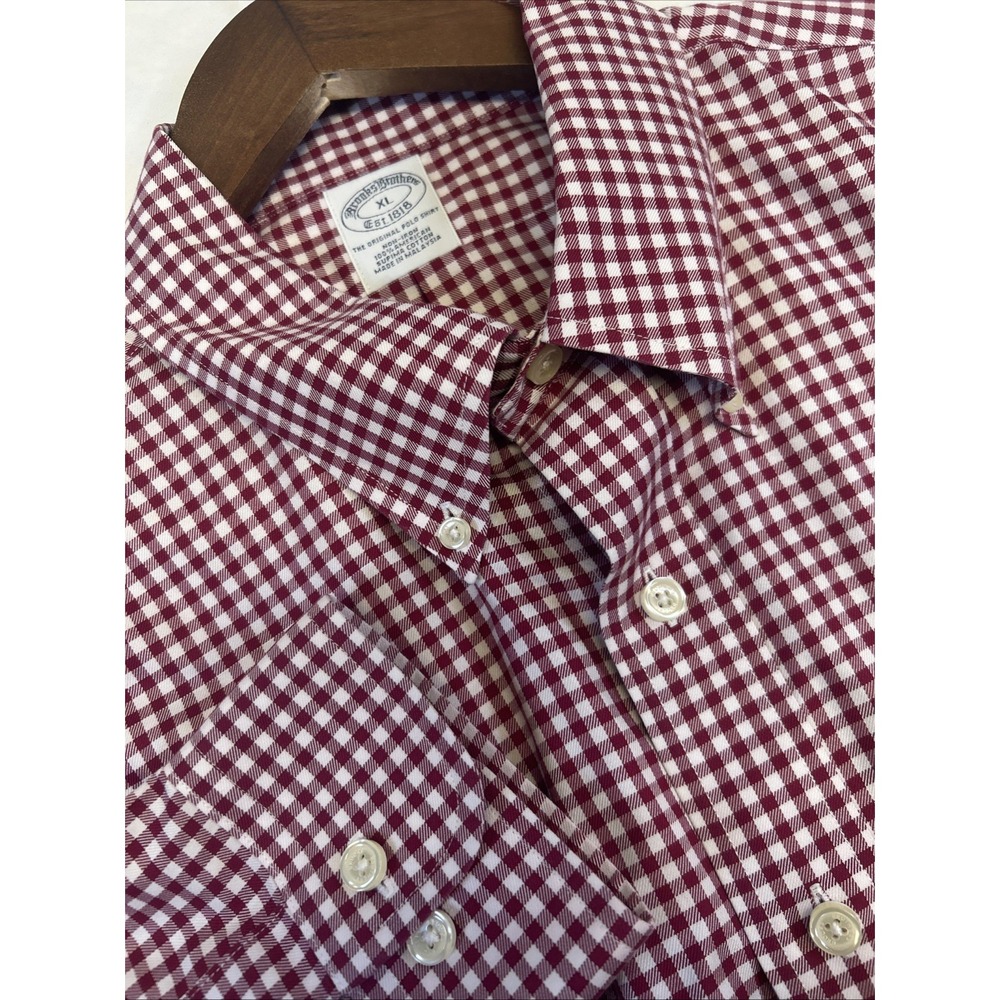 Brooks Brothers Milano 1818‎ Red Plaid Long Sleeve Button Down Shirt Mens XL